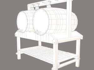 Wine barrels and holder 3D Model