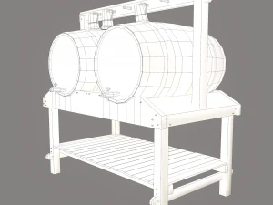 Wine barrels and holder 3D Model