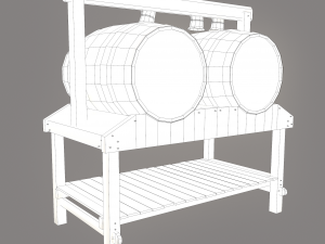Wine barrels and holder 3D Model