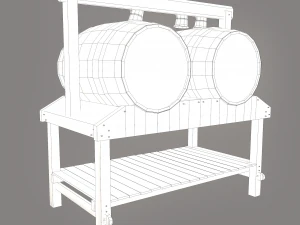 Wine barrels and holder 3D Model