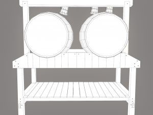 Wine barrels and holder 3D Model