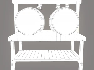 Wine barrels and holder 3D Model