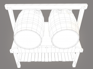 Wine barrels and holder 3D Model