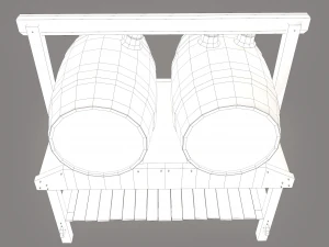 Wine barrels and holder 3D Model