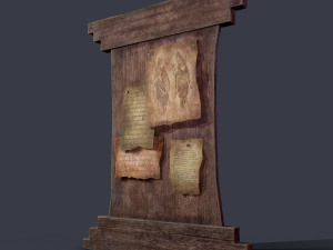 worn medieval notice board Modello 3D