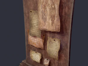 worn medieval notice board 3D Model