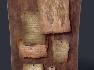 worn medieval notice board 3D Model