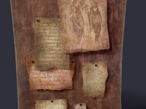 worn medieval notice board 3D Model
