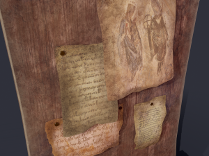 worn medieval notice board 3D Model