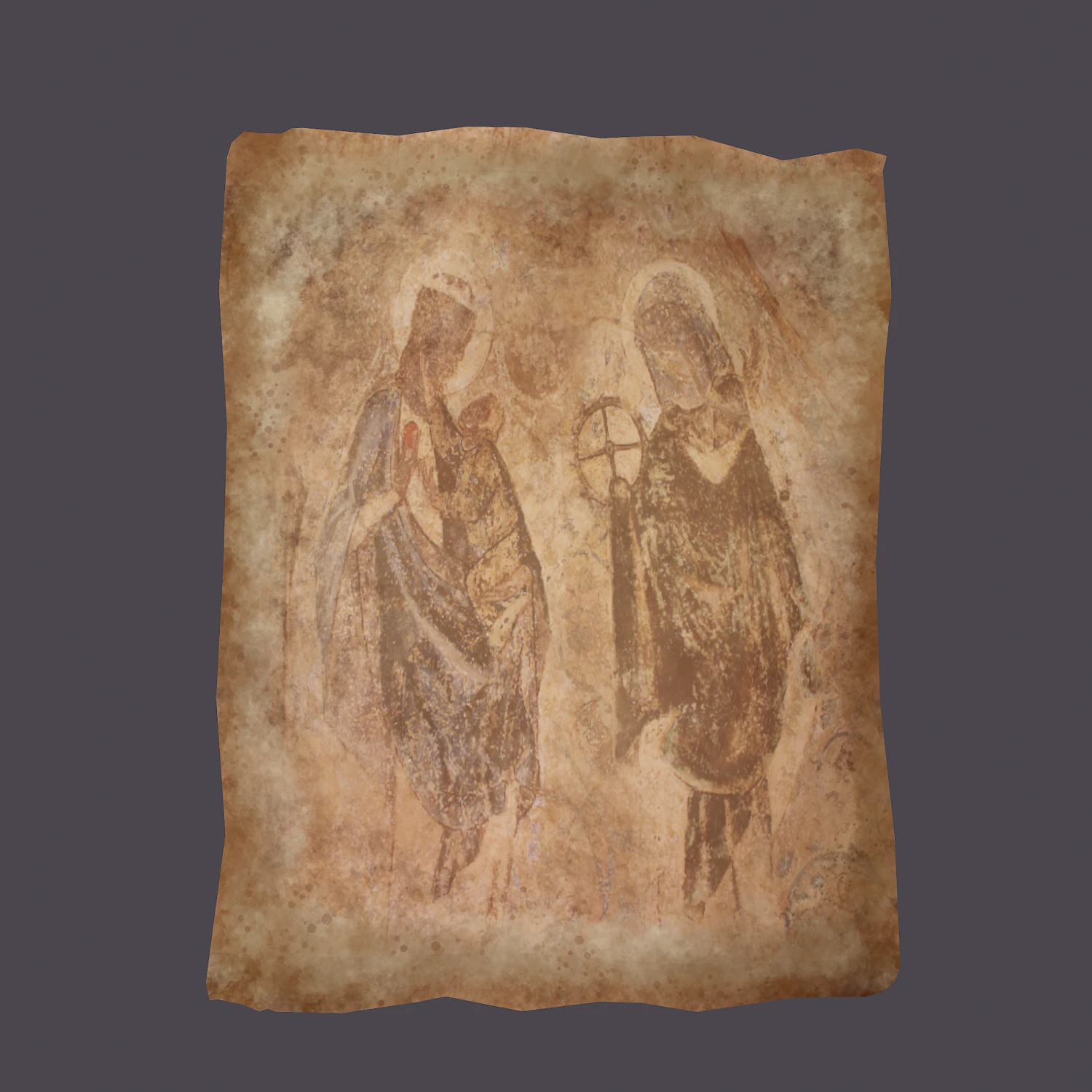 Worn medieval paper with figures 3D Model .c4d .max .obj .3ds .fbx .stl .blend 