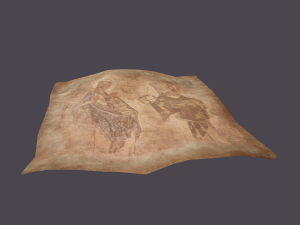 Worn medieval paper with figures Modello 3D