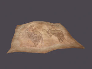 Worn medieval paper with figures 3D Model