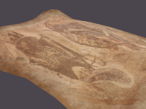 Worn medieval paper with figures Modello 3D