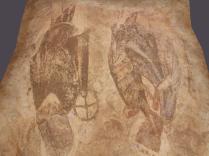 Worn medieval paper with figures 3D Model