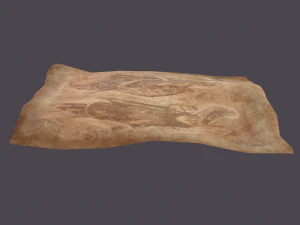 Worn medieval paper with figures 3D Model
