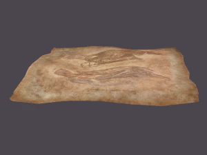 Worn medieval paper with figures 3D Model