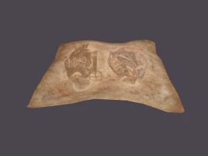 Worn medieval paper with figures 3D Model