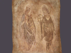 Worn medieval paper with figures 3D Model