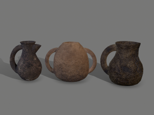 3 medieval jugs 3Dモデル