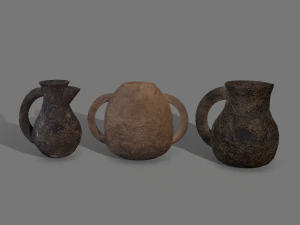 3 medieval jugs 3D 모델
