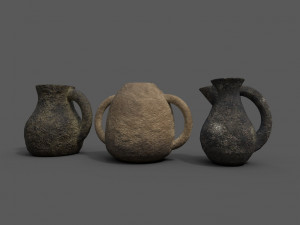 3 medieval jugs Modelo 3D