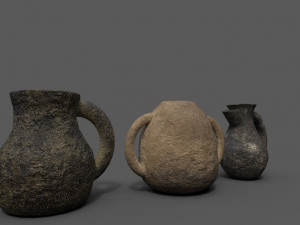3 medieval jugs Modelo 3D