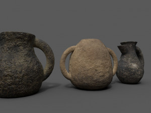 3 medieval jugs Modelo 3D