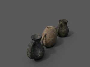 3 medieval jugs 3D Model