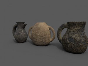 3 medieval jugs Modelo 3D