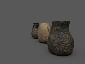 3 medieval jugs 3D Model