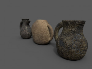 3 medieval jugs Modelo 3D