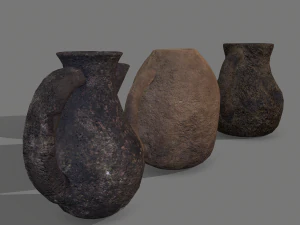 3 medieval jugs 3D Model