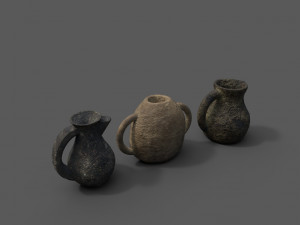 3 medieval jugs Modelo 3D