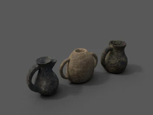 3 medieval jugs 3D Model