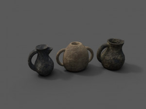 3 medieval jugs Modelo 3D