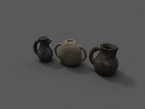 3 medieval jugs Modelo 3D