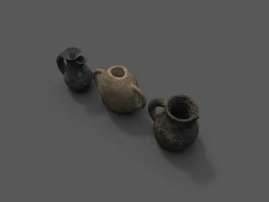 3 medieval jugs 3D Model