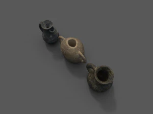 3 medieval jugs 3D Model