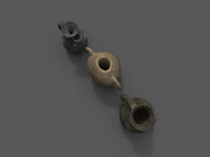 3 medieval jugs 3D Model