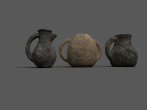 3 medieval jugs 3D Model