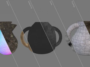 3 medieval jugs 3D Model