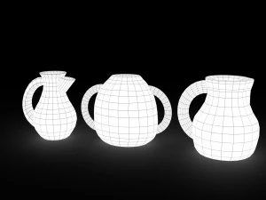 3 medieval jugs 3D Model