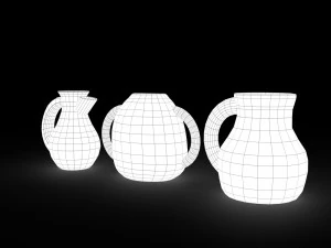 3 medieval jugs 3D Model
