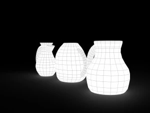 3 medieval jugs 3D Model