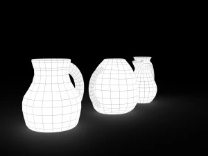 3 medieval jugs 3D Model