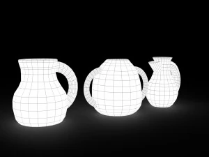 3 medieval jugs 3D Model