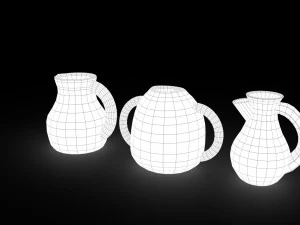 3 medieval jugs 3D Model