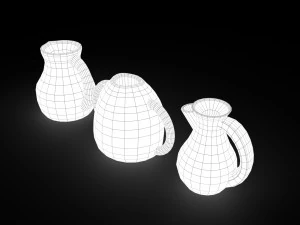 3 medieval jugs 3D Model
