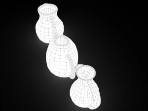 3 medieval jugs 3D Model