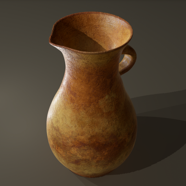 Ancient terracotta spouted vase 3Dモデル .c4d .max .obj .3ds .fbx .stl .blend 